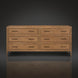 Surya Hermosa 72" wide brown painted oak veneer dresser with six soft-close drawers and mitered frame.