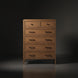 Surya Hermosa brown painted oak veneer dresser with six drawers and decorative trim.