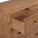 Brown painted oak veneer dresser with an open, felt-lined top drawer and beaded trim.