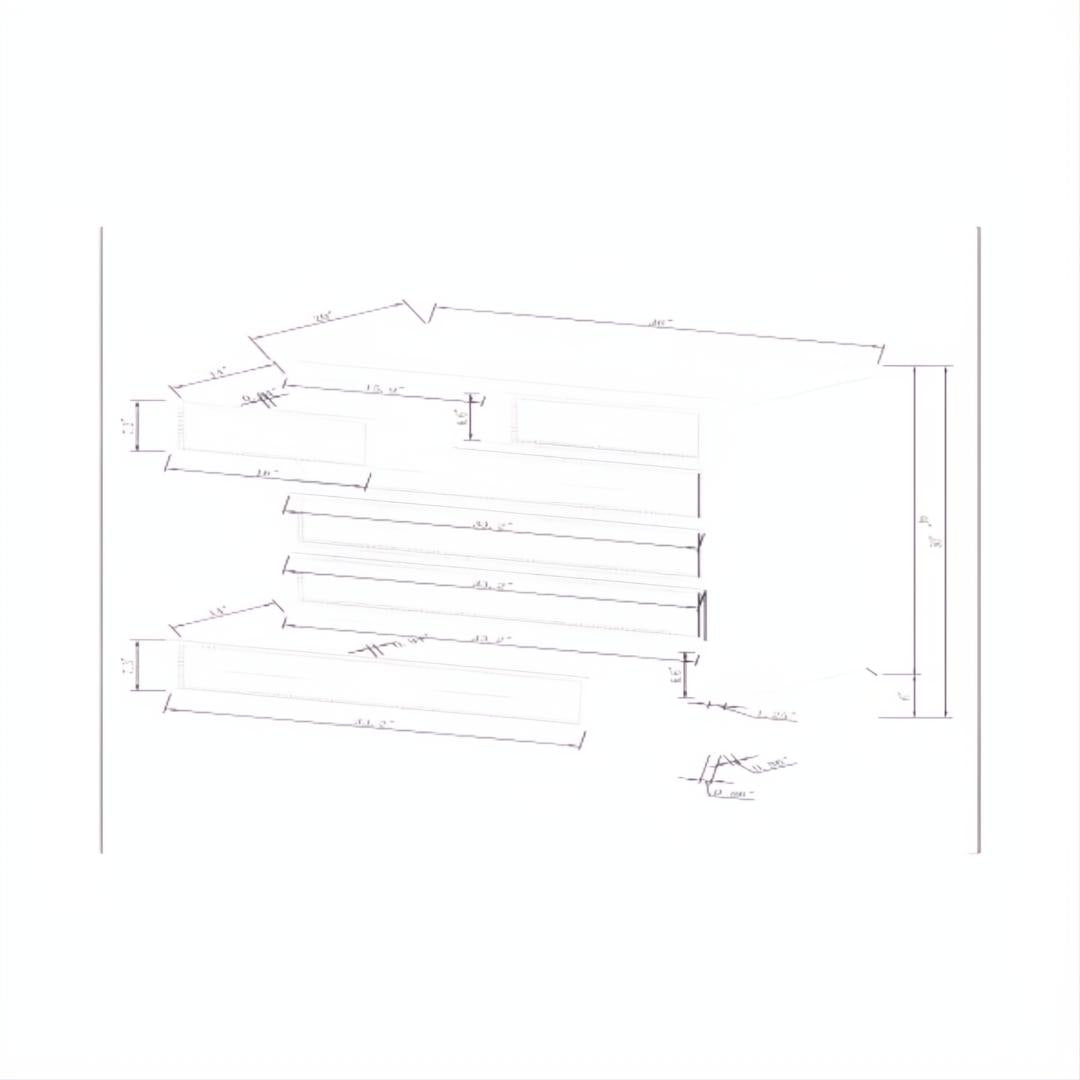 Technical drawing of the Surya Hermosa Dresser, showing dimensions and drawer configurations.