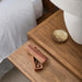 Surya Hermosa brown natural nightstand with a pull-out shelf, made from rubber wood and oak veneer.