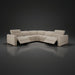 Surya Lloyd Power Sectional: beige polyester L-shaped sofa with power reclining seats and a brown plywood base.