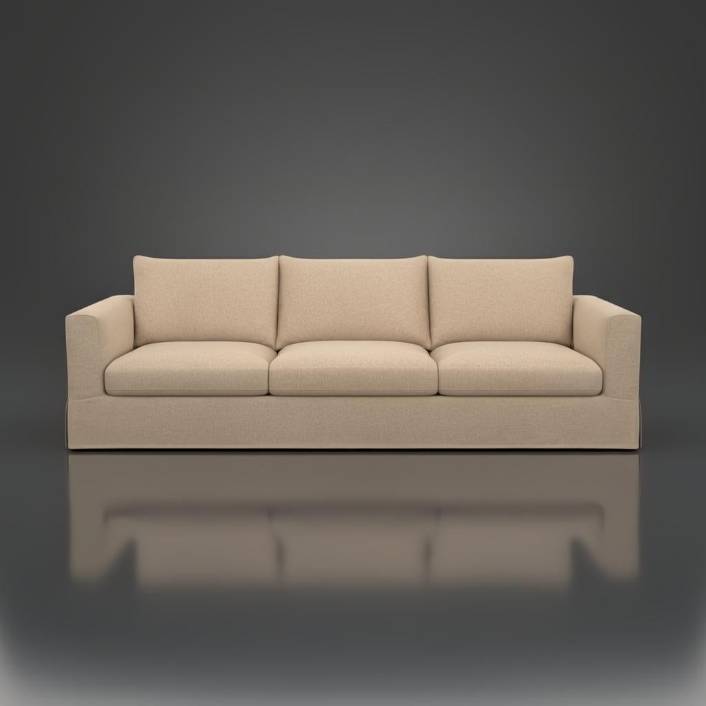 Surya Braydee sofa, 99" wide, with three plush cushions and a clean, relaxed brown polyester finish.