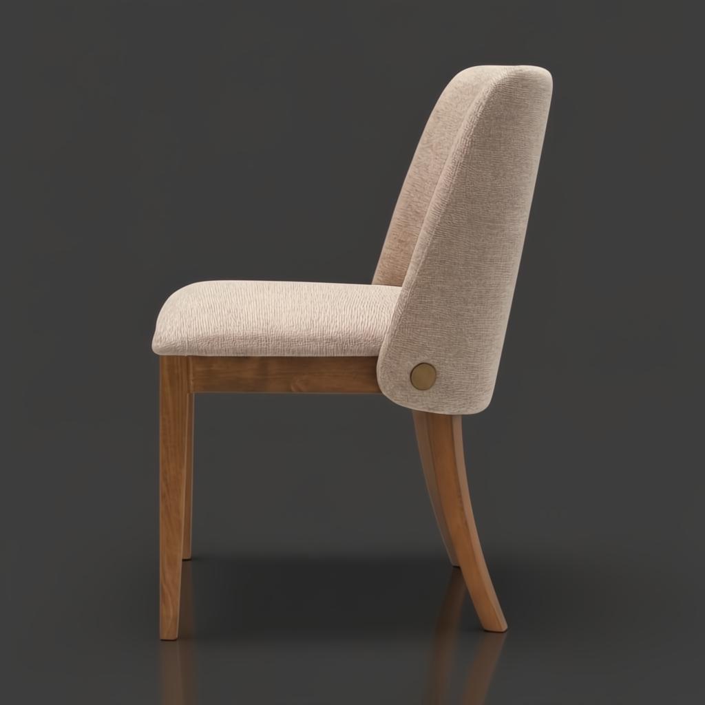 Surya Brooke dining chair with medium brown polyester upholstery and wheat beechwood base.