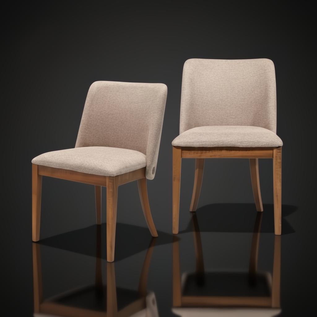 Set of two Surya Brooke dining chairs with medium brown polyester upholstery and wheat-finished beechwood bases.