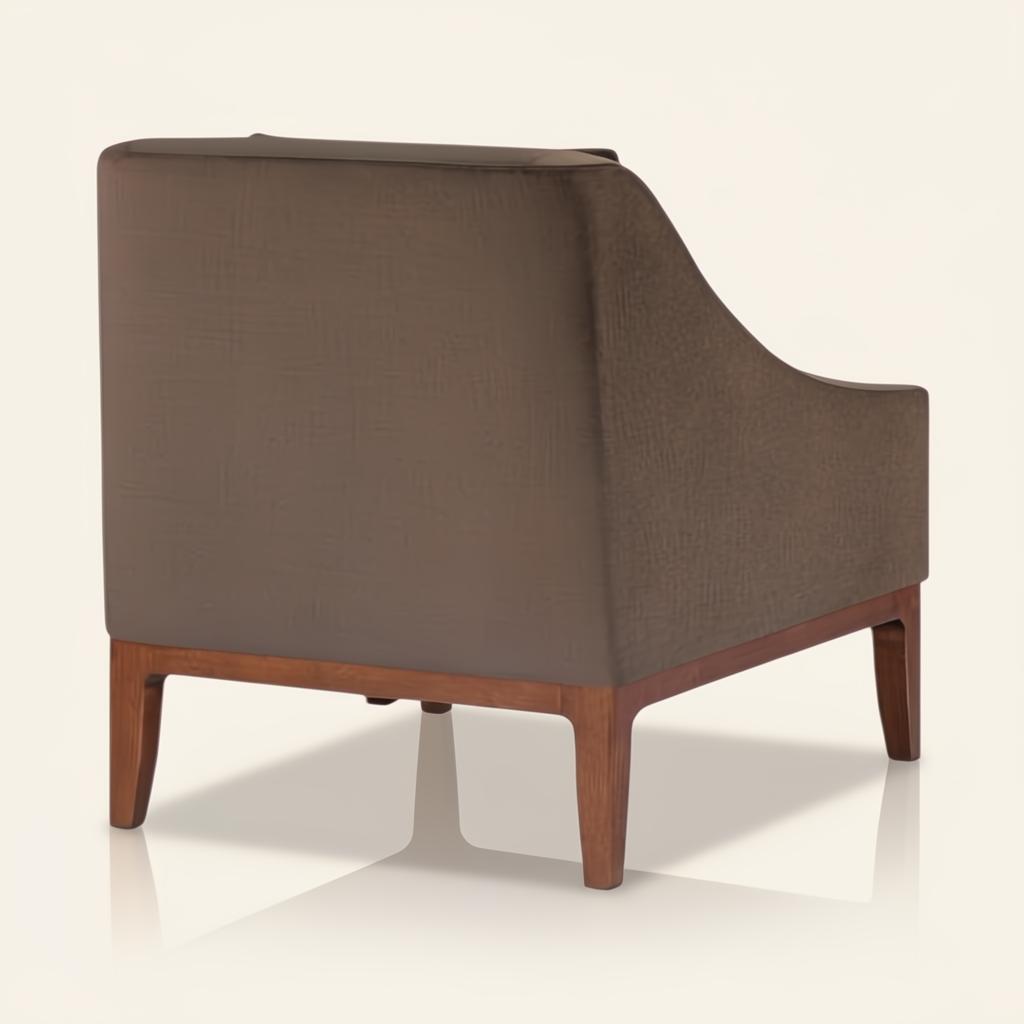Surya Casey accent chair, dark brown recycled fabric upholstery, rubber wood base, 32"H x 32"W x 34"D.