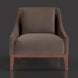Brown Surya Casey accent chair with recycled fabric upholstery and a rubber wood base.