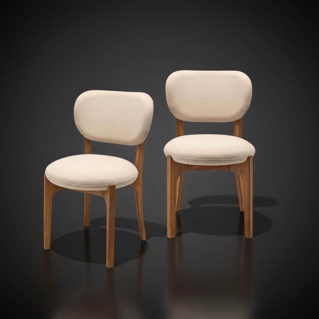 Set of two Surya Devin dining chairs with cream polyester upholstery and wheat-colored beechwood bases.
