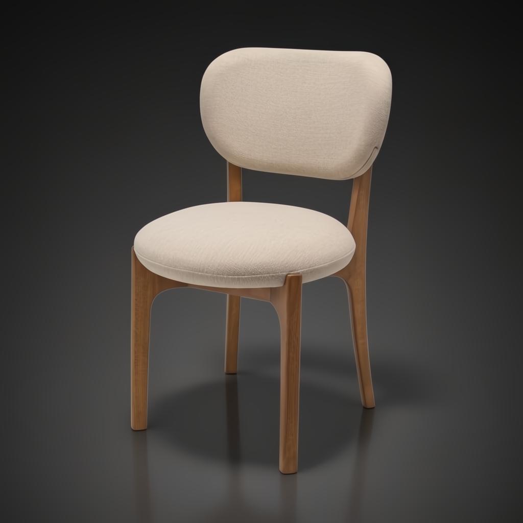 Surya Devin Dining Chair with cream polyester upholstery and a wheat-colored beechwood base.