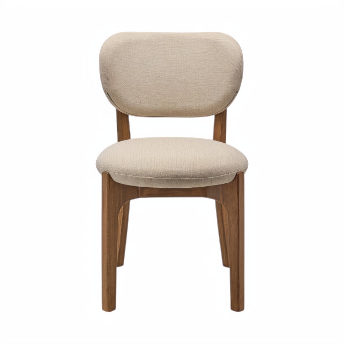 Surya Devin dining chair with cream polyester upholstery and wheat-colored beechwood base.