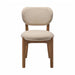 Surya Devin dining chair with cream polyester upholstery and wheat-colored beechwood base.
