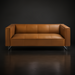 Surya Dylan sofa with rich brown top-grain leather, sleek modern design, and polished metal base.