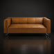 Surya Dylan sofa with rich brown top-grain leather, sleek modern design, and polished metal base.