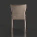 Surya Eric Dining Chair, light brown PVC upholstery, khaki iron base, armless, 32"H.