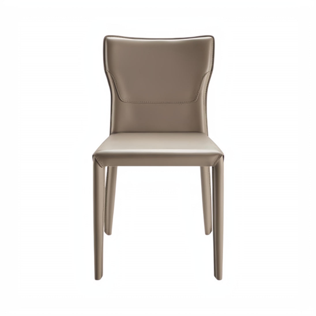 Surya Eric Dining Chair with light brown PVC upholstery and khaki iron base.