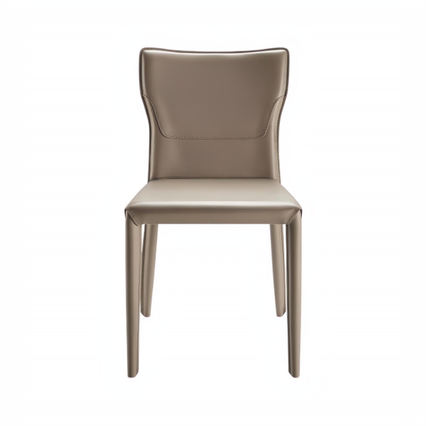 Surya Eric Dining Chair with light brown PVC upholstery and khaki iron base.