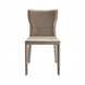 Surya Eric Dining Chair with light brown PVC upholstery and khaki iron base.
