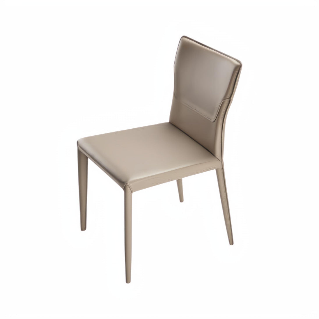 Surya Eric Dining Chair with light brown PVC upholstery and khaki iron base.
