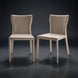 Set of two Surya Eric dining chairs with light brown PVC upholstery and a sleek, armless design.