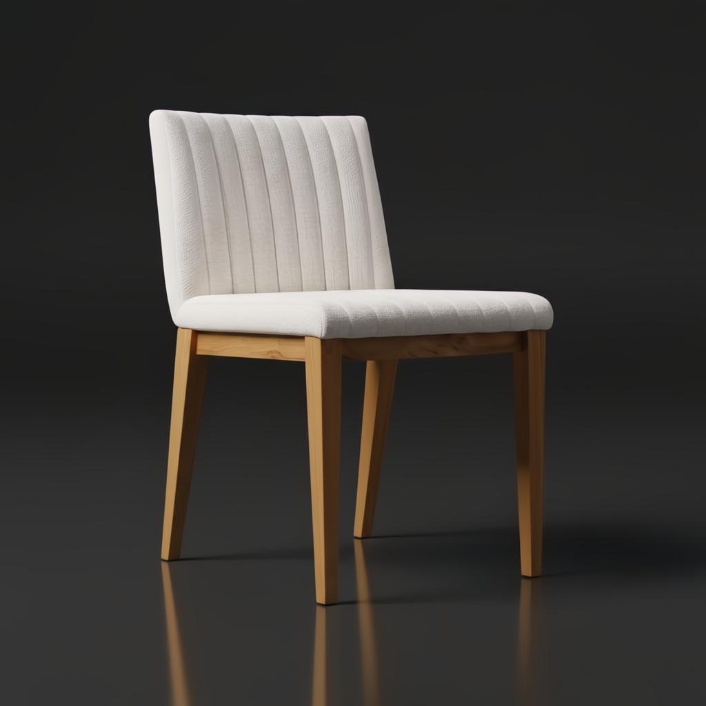 Surya Joanne dining chair with off-white polyester upholstery and a wheat rubber wood base.