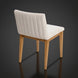 Surya Joanne dining chair with off-white polyester upholstery and wheat rubber wood base.