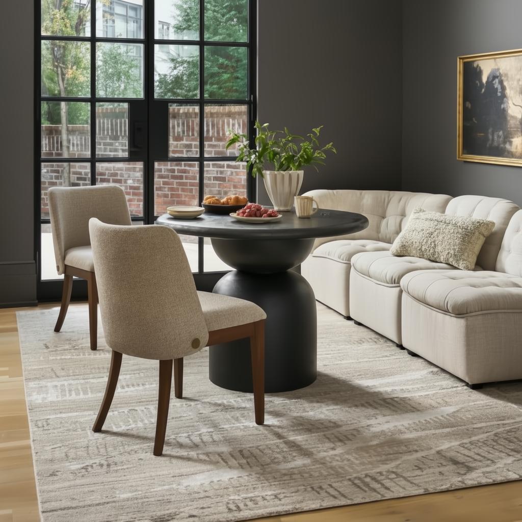 Black Surya Oryan RYAN-004 modular sofa with light cushions, pine base, and tufted design.