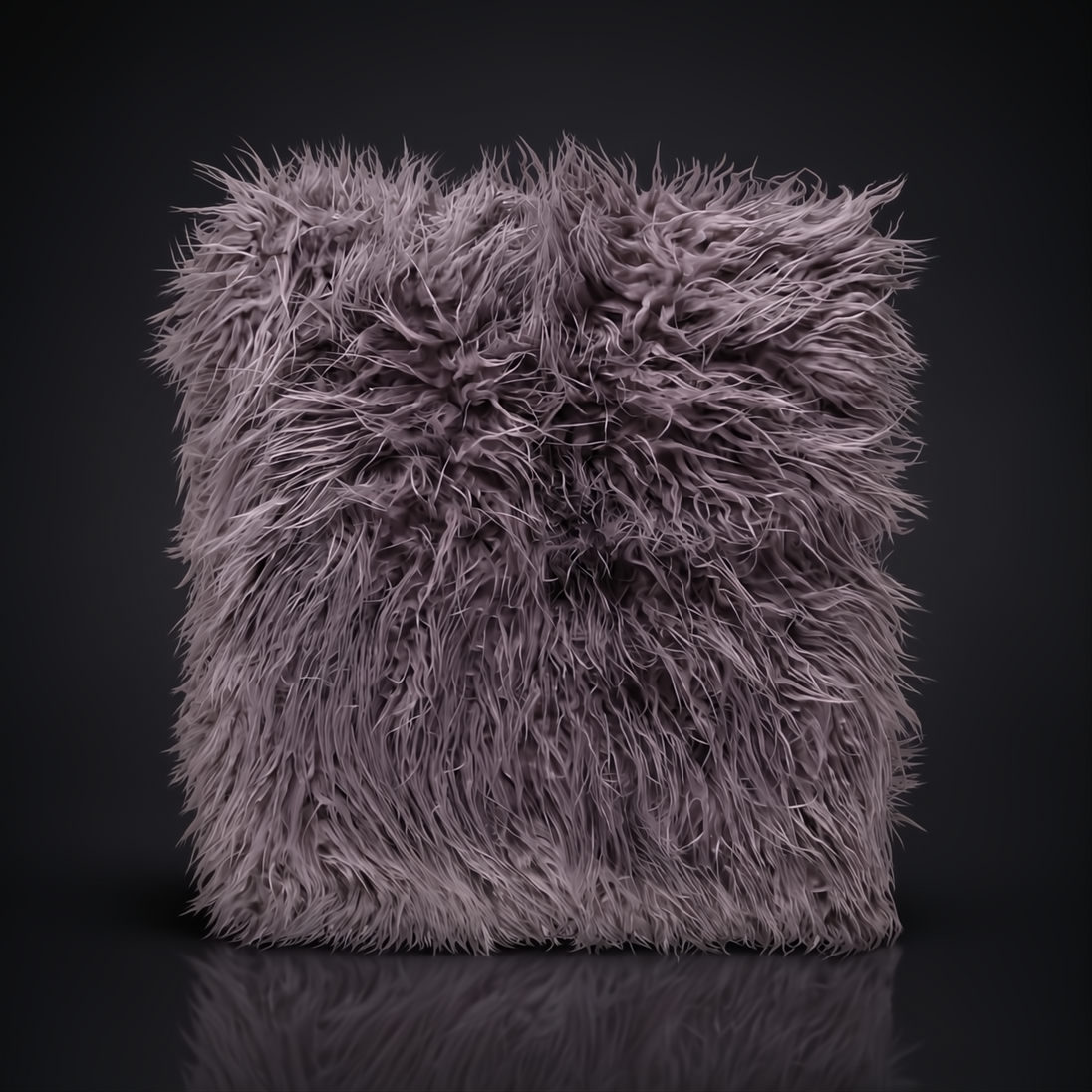 Surya Kharaa Throw, a plush, shaggy purple-grey faux fur blanket with a soft, woven texture.