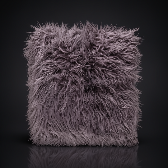 Surya Kharaa Throw, a plush, shaggy purple-grey faux fur blanket with a soft, woven texture.