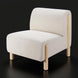 Surya Kenwood Accent Chair with white polyester upholstery and light brown rubber wood legs.
