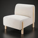 White Surya Kenwood accent chair with textured polyester upholstery and light brown rubber wood legs.