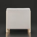 Surya Kenwood Accent Chair with white polyester upholstery and light brown rubber wood base.