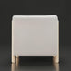 Surya Kenwood Accent Chair with white polyester upholstery and light brown rubber wood base.