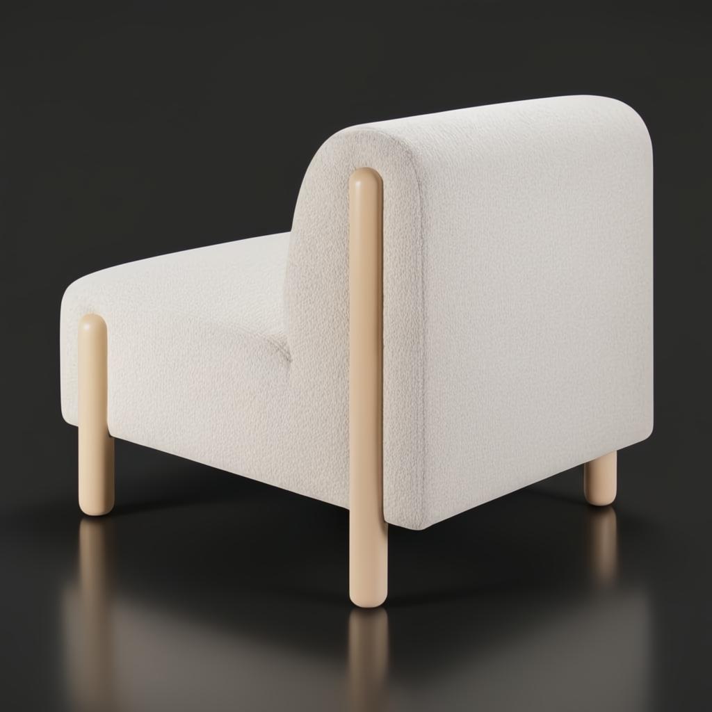 White Surya Kenwood accent chair with 100% polyester upholstery and light brown rubber wood legs.