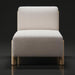 White Surya Kenwood accent chair with 100% polyester upholstery and brown rubber wood base.
