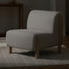 White Surya Kenwood Accent Chair with 100% polyester upholstery and brown rubber wood base.
