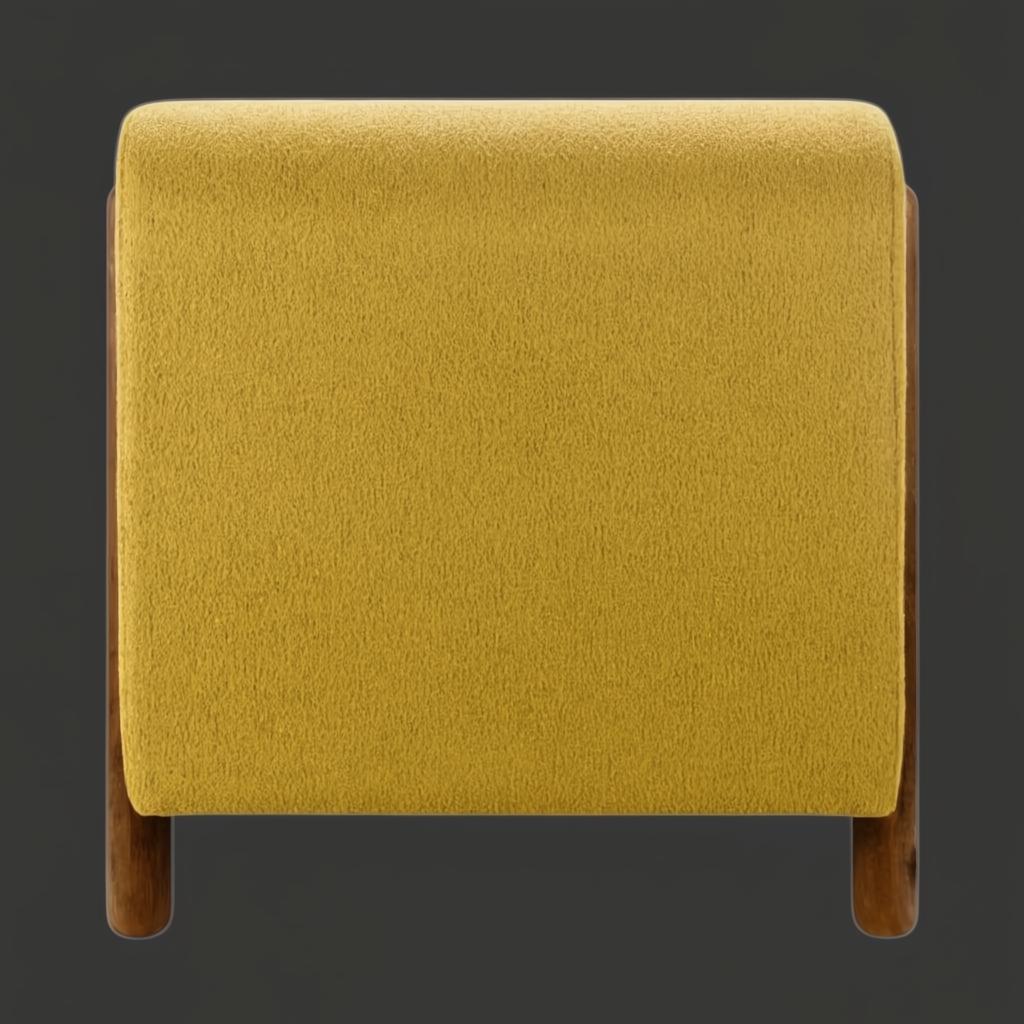 Surya Kenwood accent chair with yellow polyester upholstery and dark brown rubber wood base.