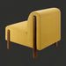 Yellow Surya Kenwood accent chair with 100% polyester upholstery and dark brown rubber wood legs, side view.