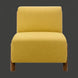 Yellow polyester Surya Kenwood accent chair with dark brown rubber wood base, front view.