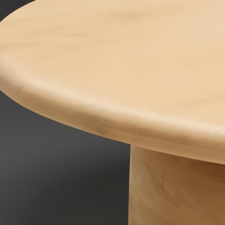 Beige mango wood Surya Koben dining table with a modern design and brushed finish.