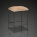 Surya Kornel counter stool with a black iron frame and a light brown, furry seat.