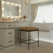 Surya Kornel Counter Stool, black iron with a compact design and rustic industrial style.