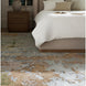 Brown Surya Covina upholstered bed with a beige headboard and white bedding, next to a wooden nightstand.