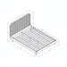 Isometric line drawing of a Queen size Surya Madri Wood Bed with dimensions.