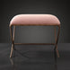 Surya Misho ottoman with a metallic copper finish, pink polyester cushion, and updated traditional design.