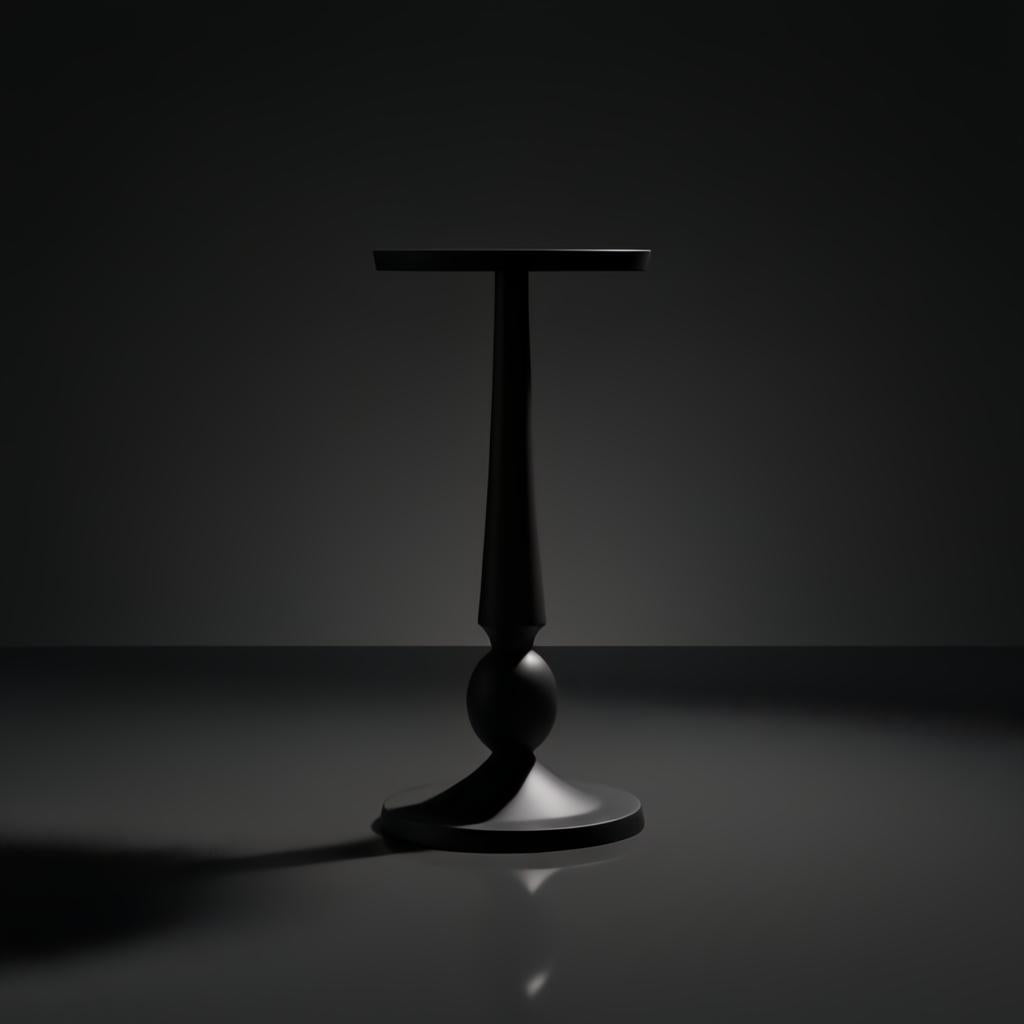 Surya Molino black aluminum end table with a compact pedestal design, 21"H.