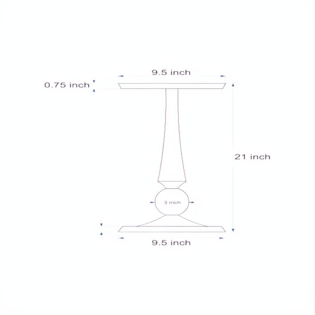 Line drawing of the Surya Molino End Table, showing its 21"H x 9.5"W x 9.5"D dimensions.