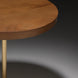 Surya Nano End Table with a round brown brushed oak veneer top and a gold-toned metal leg.