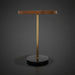 Surya Nano End Table with brown oak veneer top, gold metal stem, and black marble base.