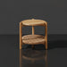 Surya Orly End Table: brown mango wood top, wheat/brown base, Danish cord open box weave shelf.