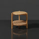 Surya Orly End Table: brown mango wood top, wheat/brown base, Danish cord open box weave shelf.
